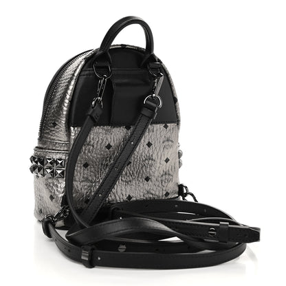 MCM Metallic Visetos Studded X-Mini Bebe Boo Backpack Silver 3 of 10