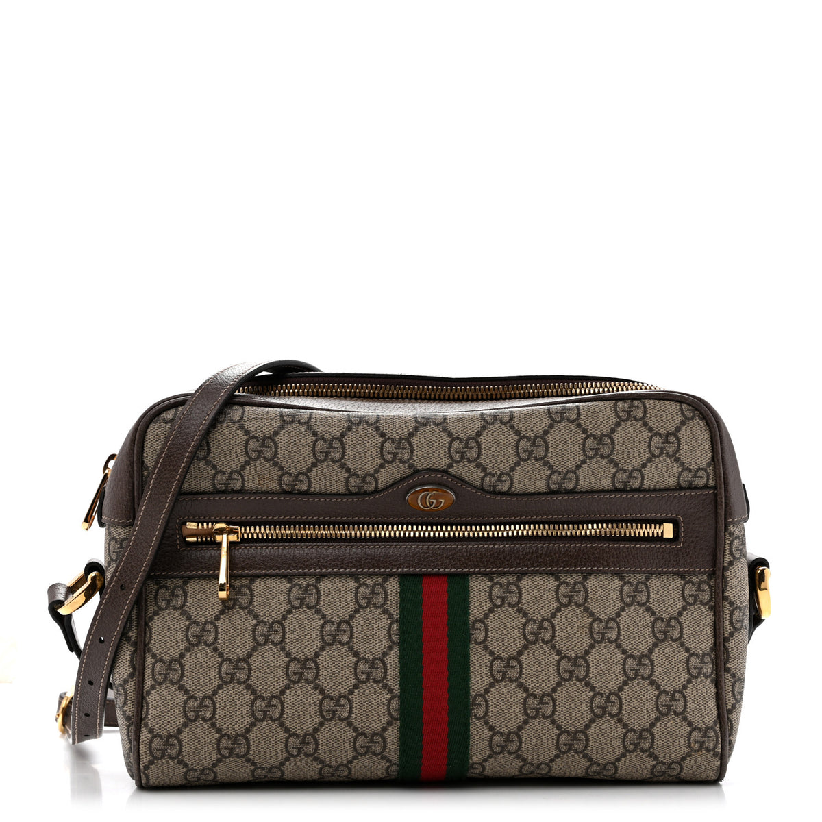 GG Supreme Monogram Web Small Ophidia Shoulder Bag Brown
