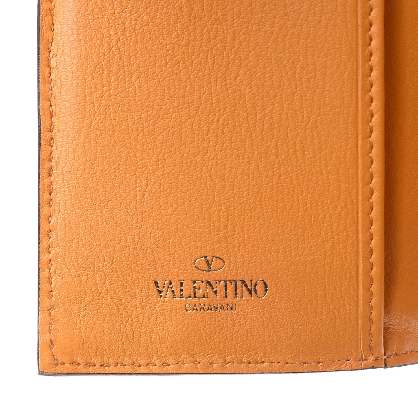 Calfskin Rockstud Continental Wallet Mandarin Sorbet