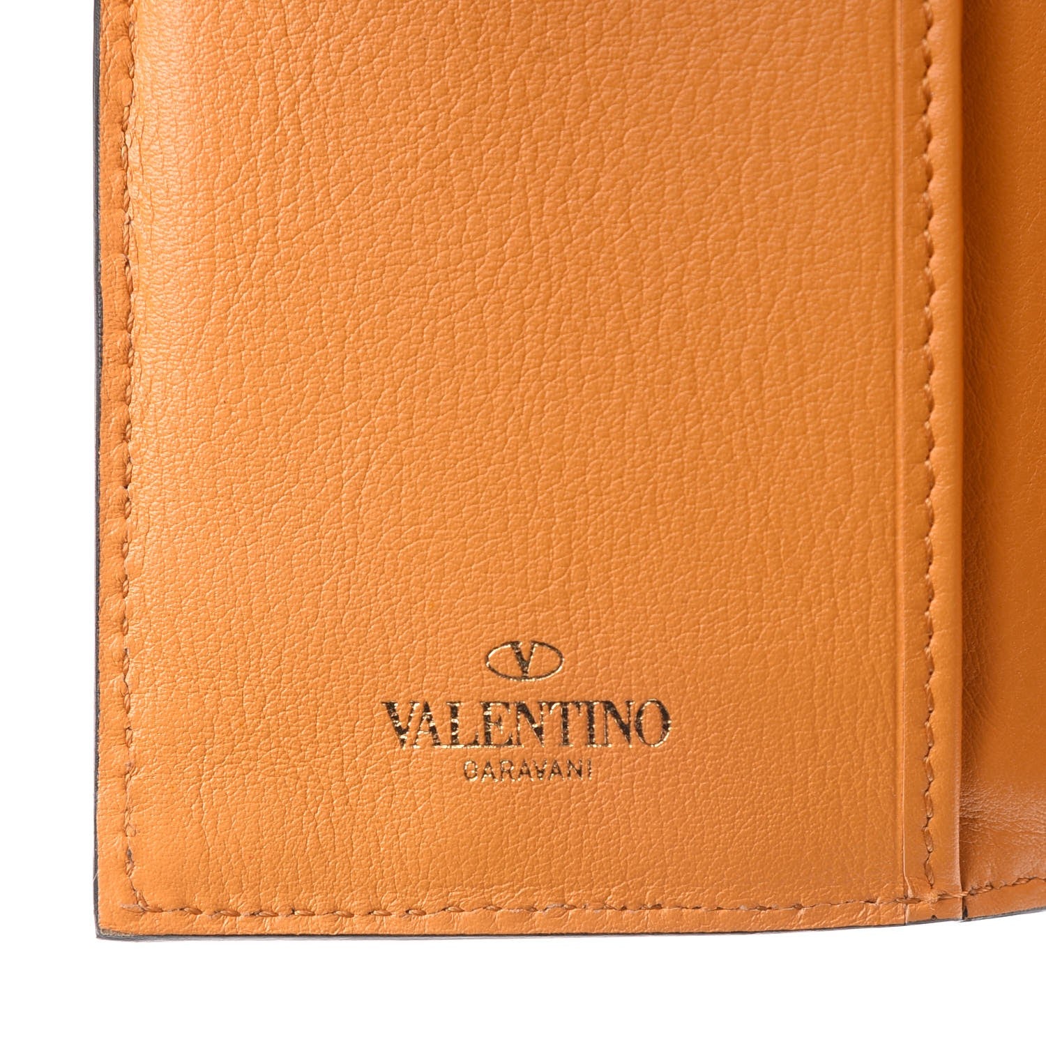 Valentino Garavani Calfskin Rockstud Continental Wallet Mandarin Sorbet 7 of 11