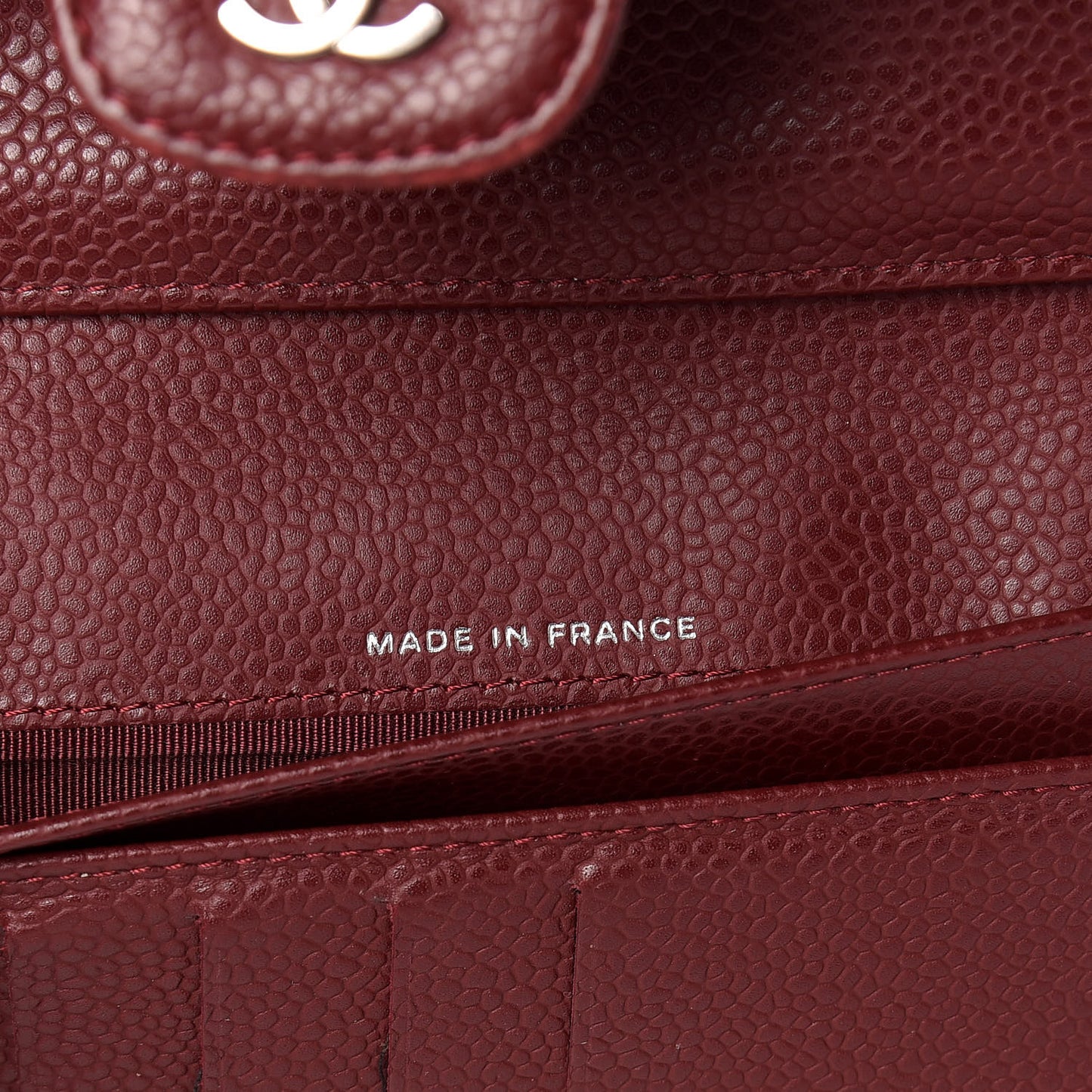 Caviar Quilted Large Gusset Flap Wallet Dark Red