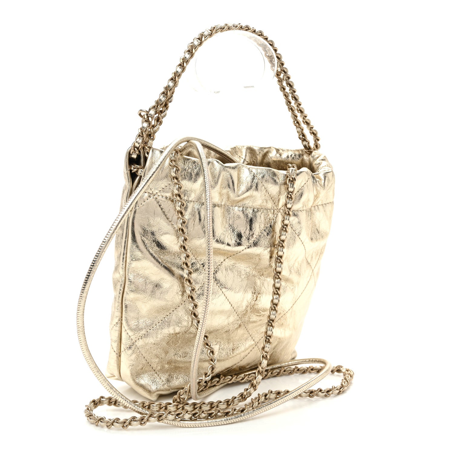 Chanel Metallic Calfskin Quilted Mini Chanel 22 Golden 3 of 10