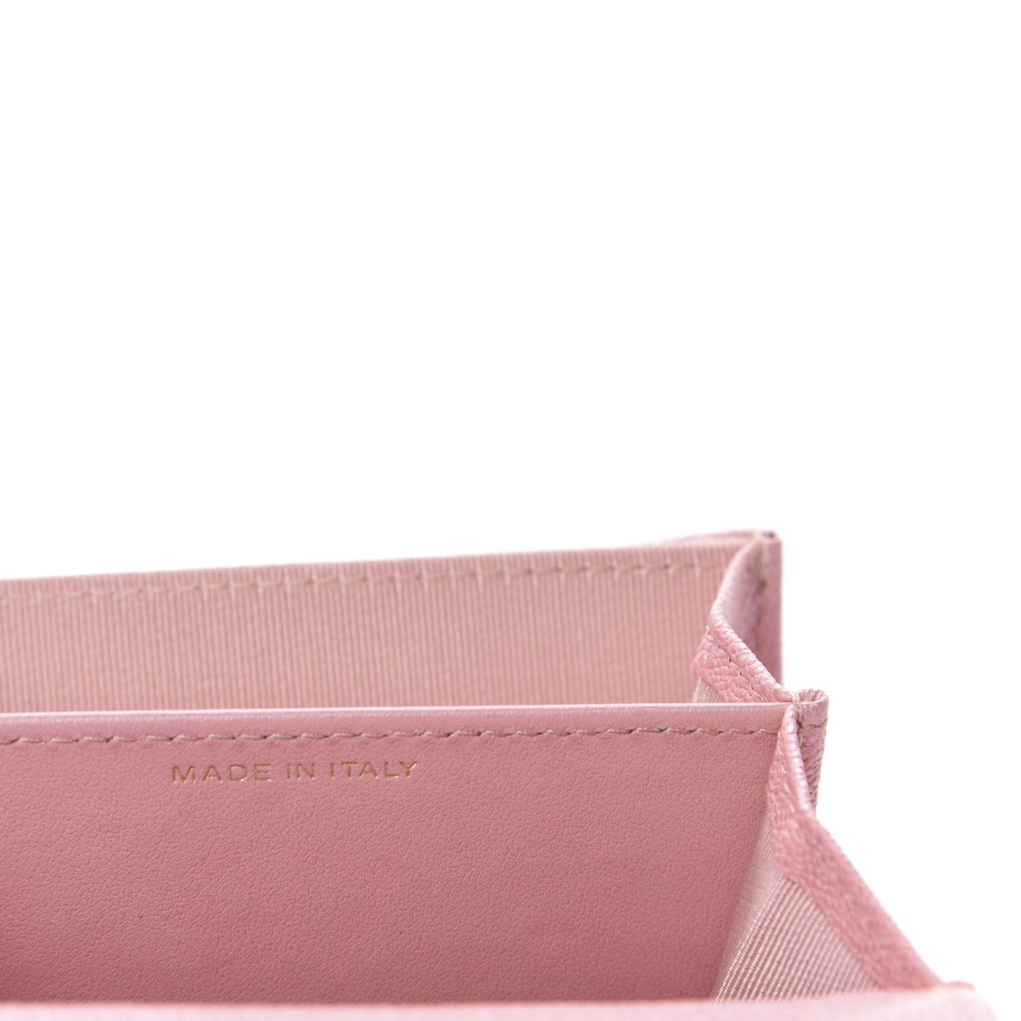 Iridescent Caviar Flap Quilted Card Holder Wallet Pink