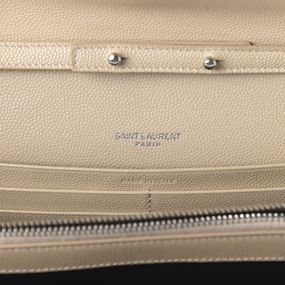 Saint Laurent Grain De Poudre Matelasse Chevron Monogram Chain Wallet Nude Powder 8 of 10