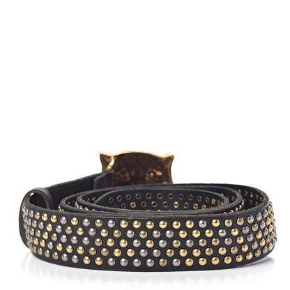 Gucci Calfskin Studded Feline Belt 105 42 Black 3 of 6