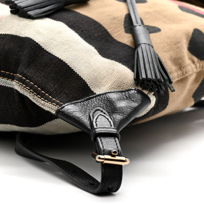 Burberry Overdyed Canvas Mega Check Heart Print Medium Chiltern Backpack Black 10 of 13