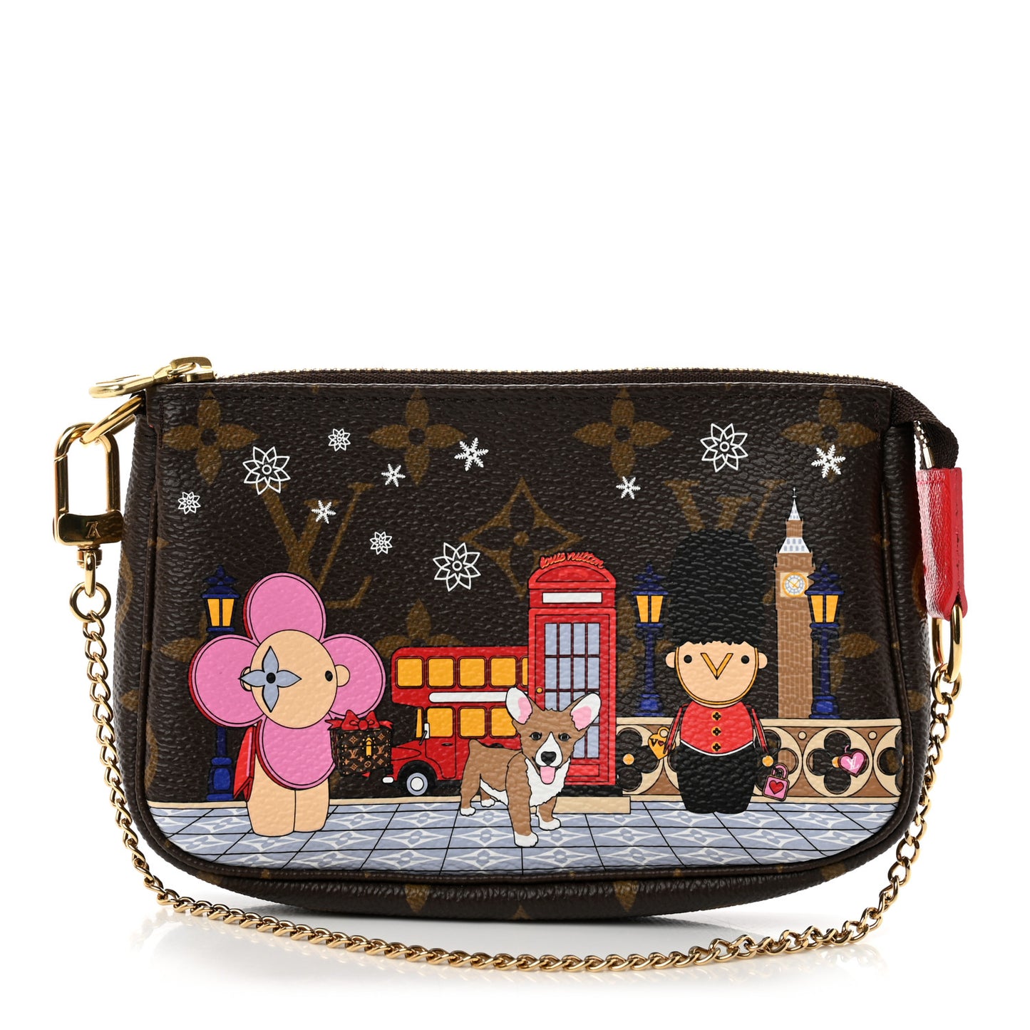 Monogram 2021 Christmas Animation London Mini Pochette Accessories Red