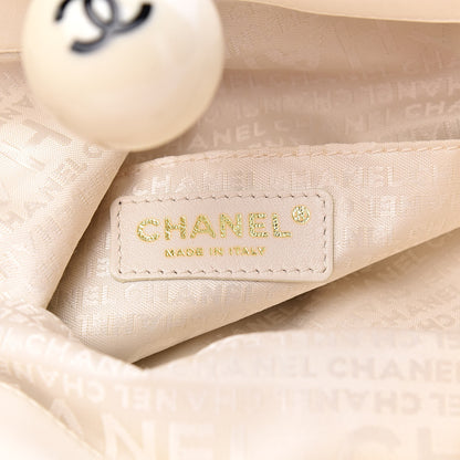 Chanel Lambskin Coco Ball Fold Over Bag White 6 of 10