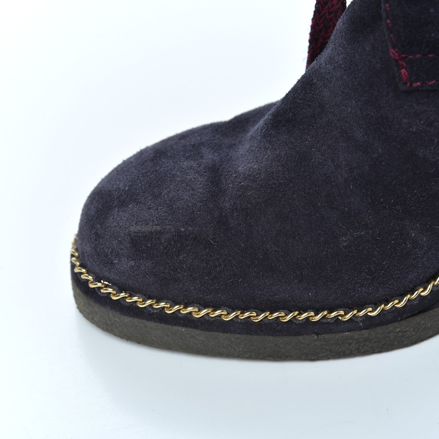 Chanel Suede Lace Up Wedge Booties 35 Dark Blue 12 of 18