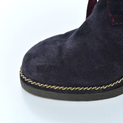 Chanel Suede Lace Up Wedge Booties 35 Dark Blue 12 of 18