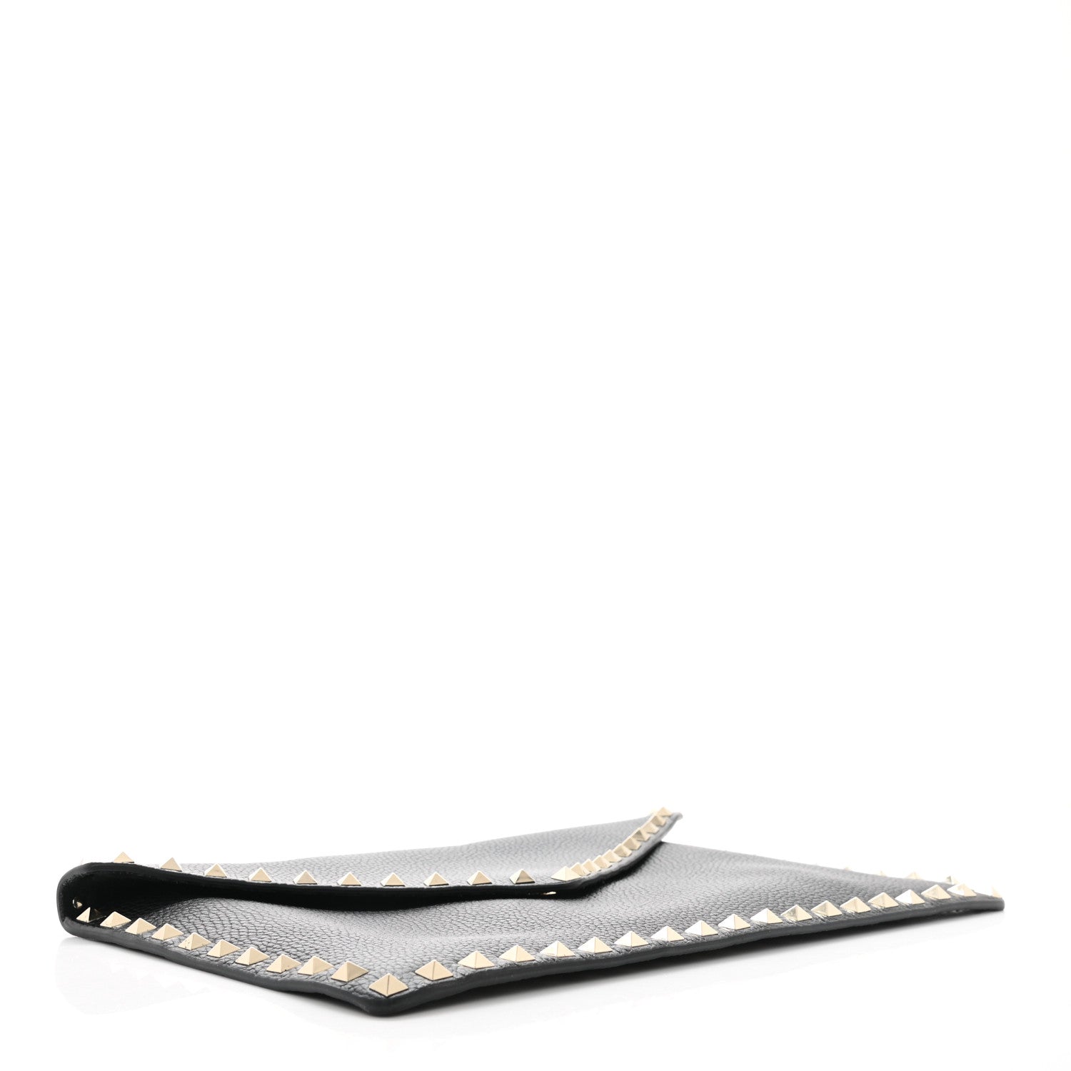 Valentino Garavani Pebbled Calfskin Large Rockstud Envelope Clutch Black 4 of 6