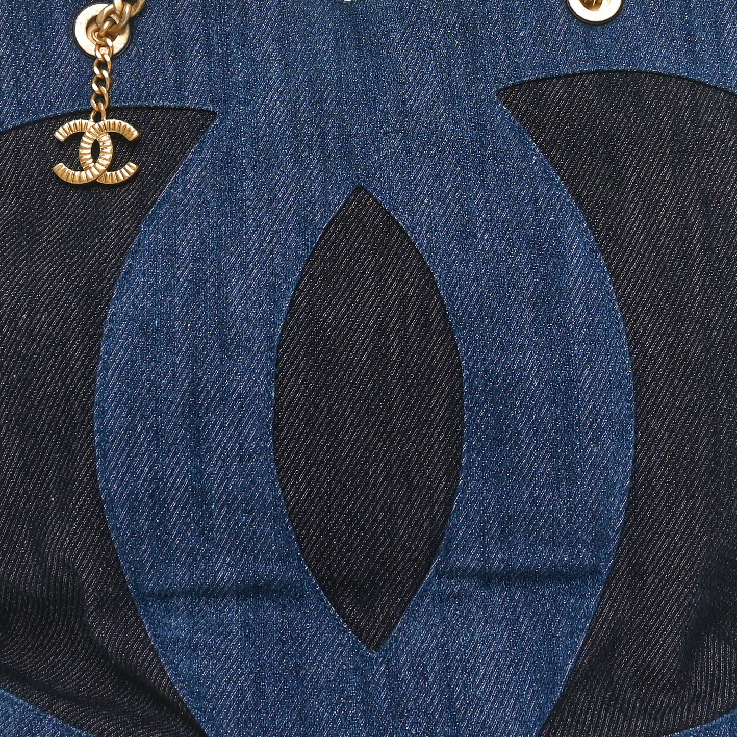 Denim Large Two Tone CC Shopping Blue