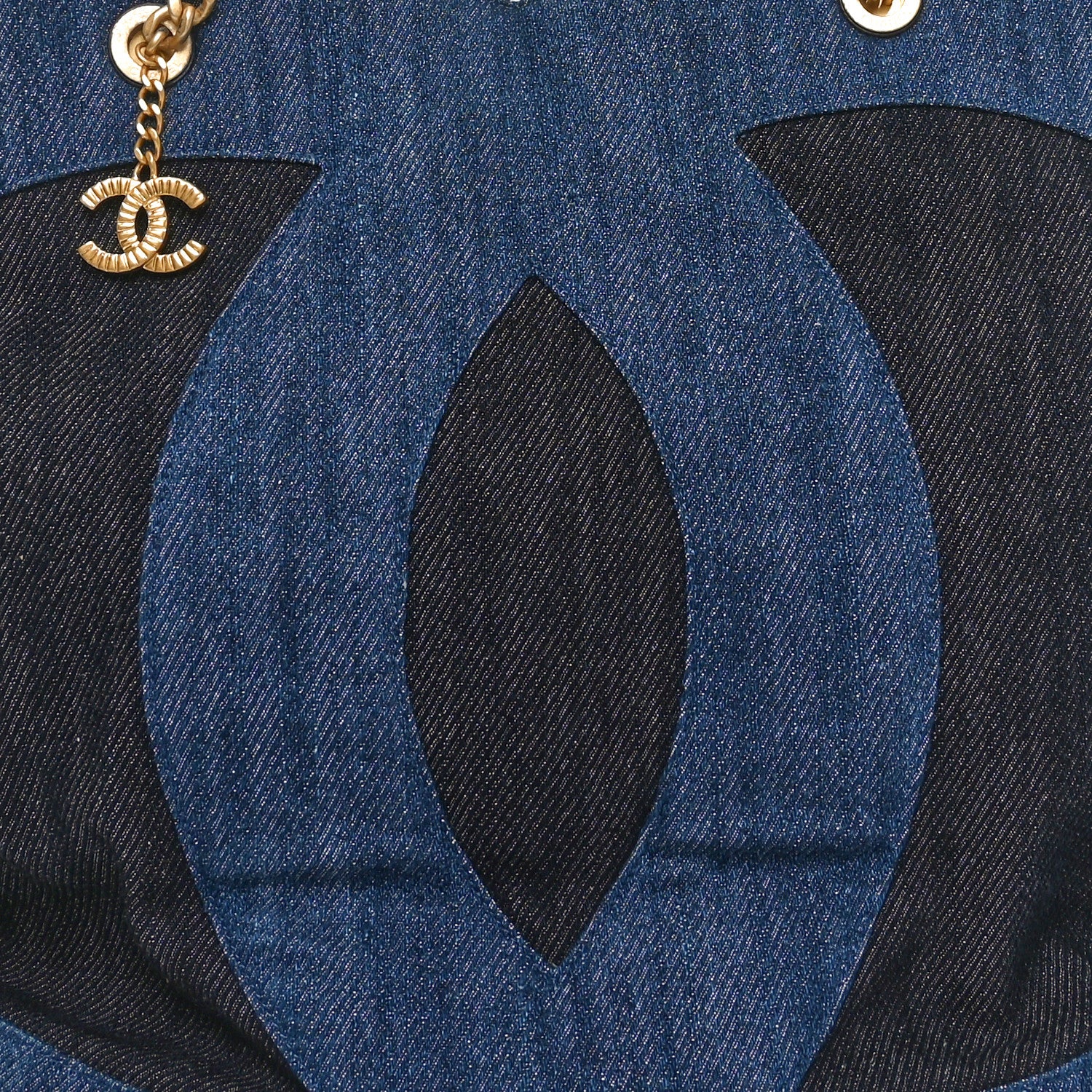 Chanel Denim Large Two Tone CC Shopping Blue 9 of 11