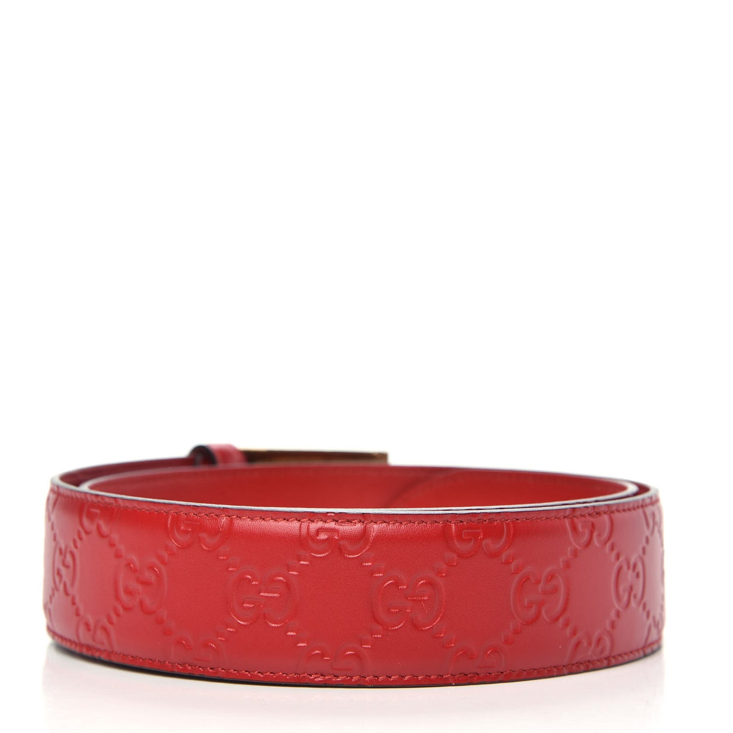 Guccissima Feline Plaque Belt 85 34 Hibiscus Red