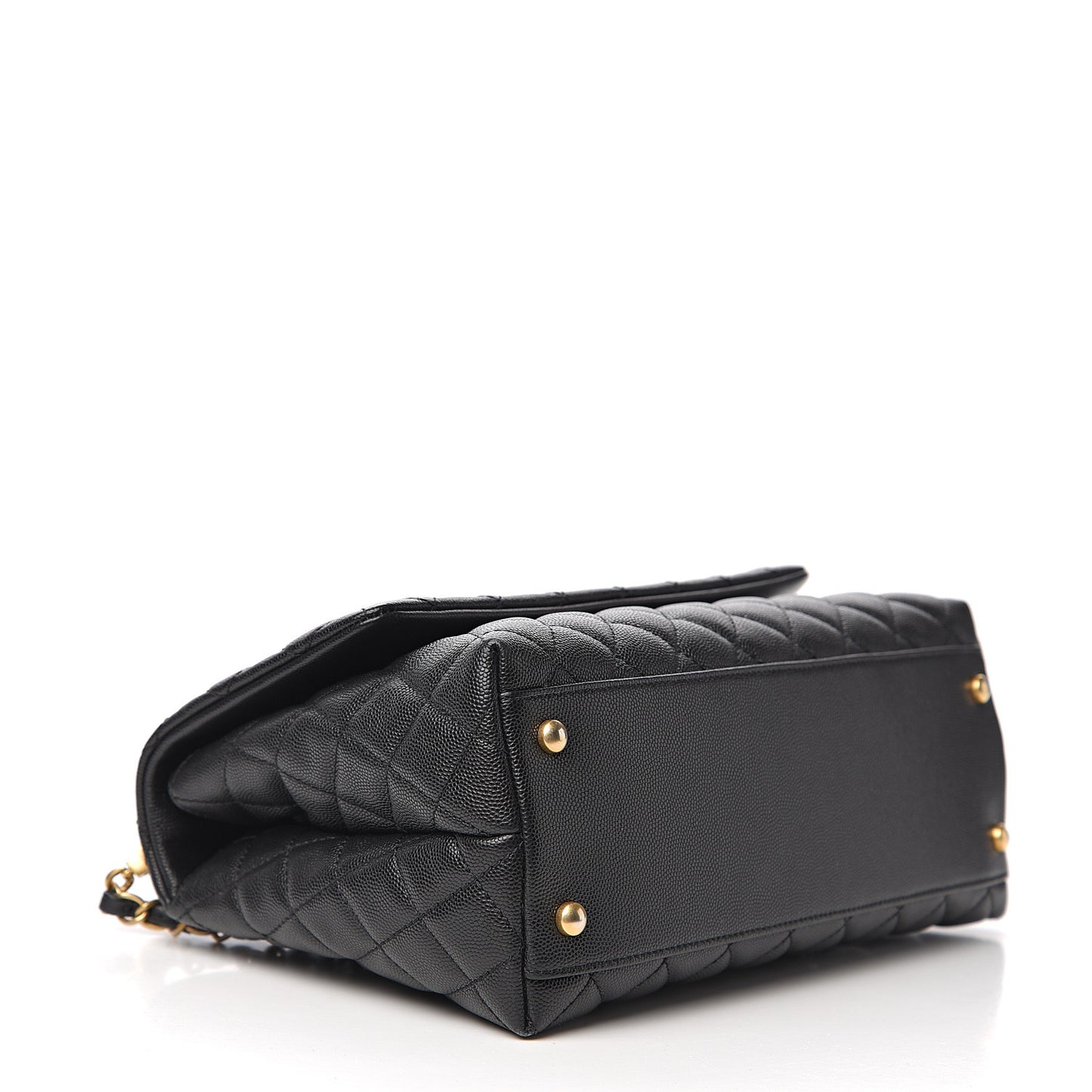 Caviar Lizard Embossed Quilted Small Coco Handle Flap Black