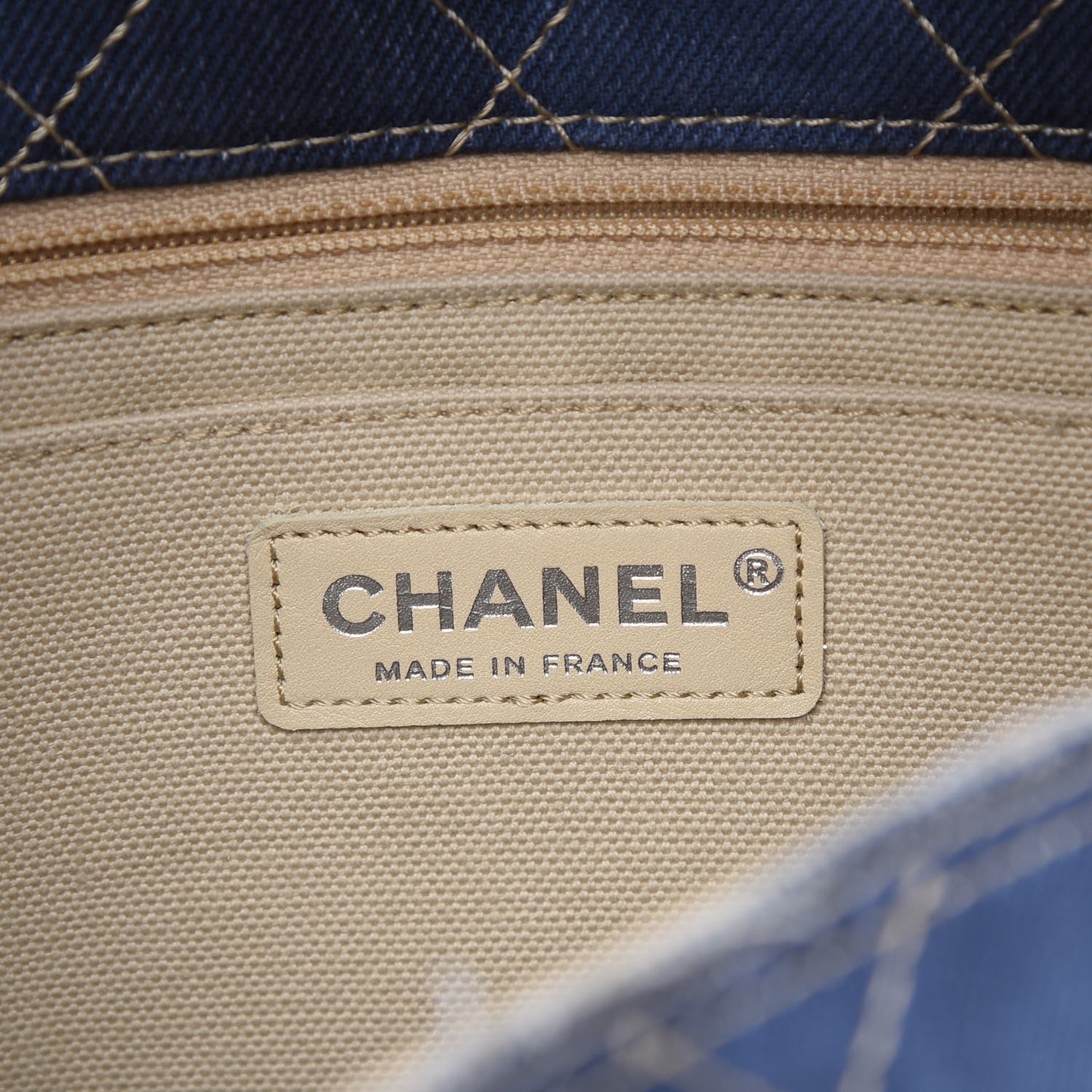 Denim Quilted Jumbo Pompom Flap Dark Blue