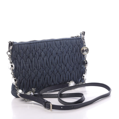 Miu Miu Denim Matelasse Crystal Chain Crossbody Bag Blue 3 of 10