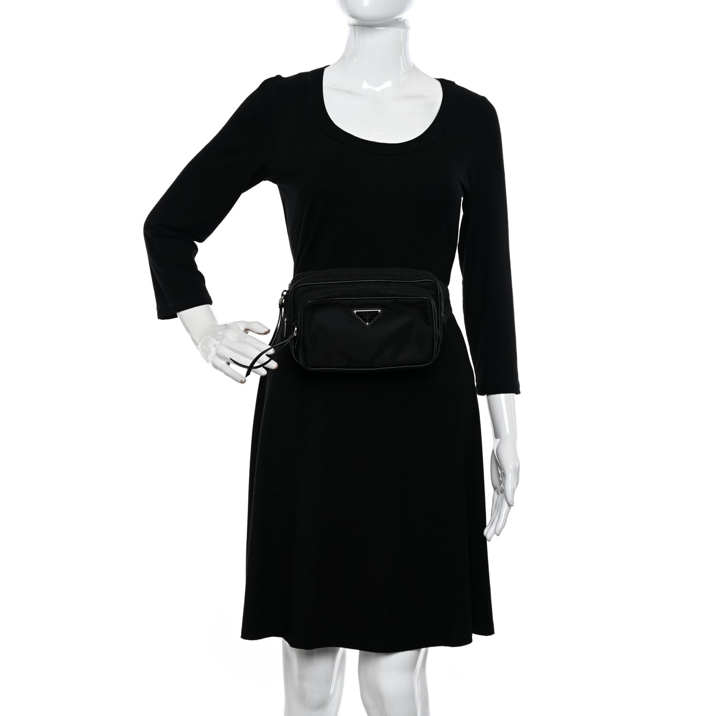 Re-Nylon Saffiano Belt Bag L Black