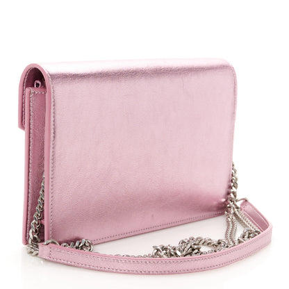 Saint Laurent Metallic Calfskin Monogram Envelope Chain Wallet New Azalea 3 of 10
