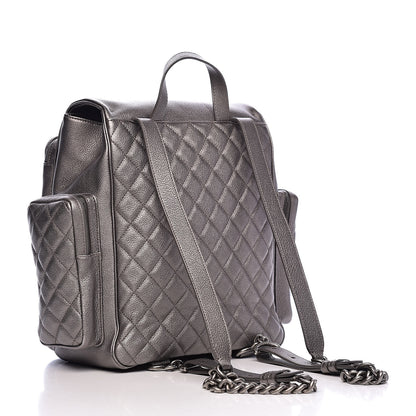 Chanel Metallic Grained Calfskin Quilted Large Casual Rock Backpack Charcoal 3 of 10