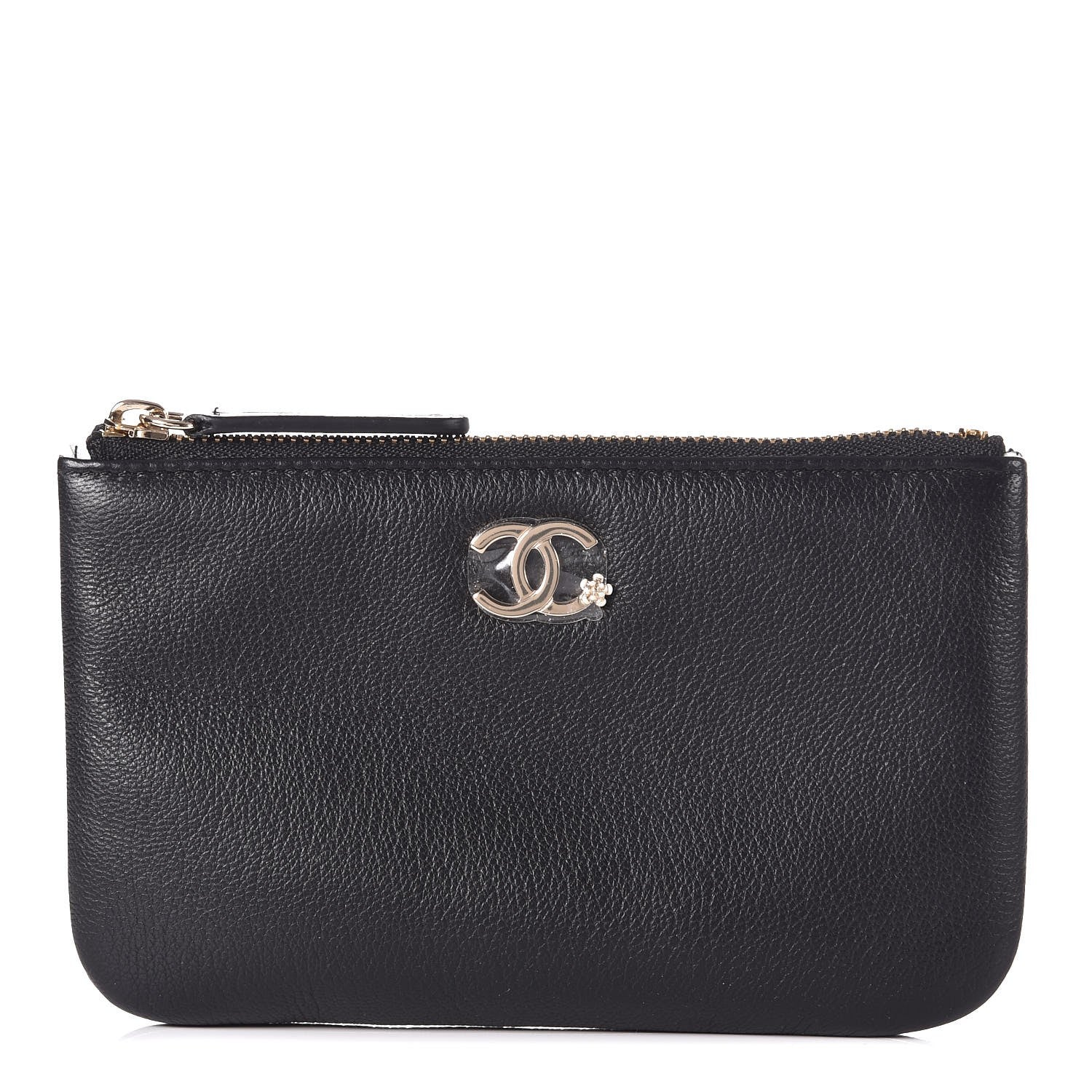 Chanel Goatskin Small CC Clover Cosmetic Case Black 1 of 8