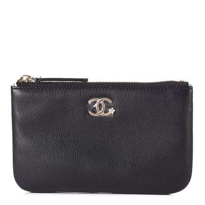 Chanel Goatskin Small CC Clover Cosmetic Case Black 1 of 8