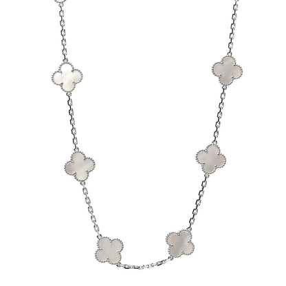 Van Cleef & Arpels 18K White Gold Mother of Pearl 10 Motifs Vintage Alhambra Necklace 1 of 6