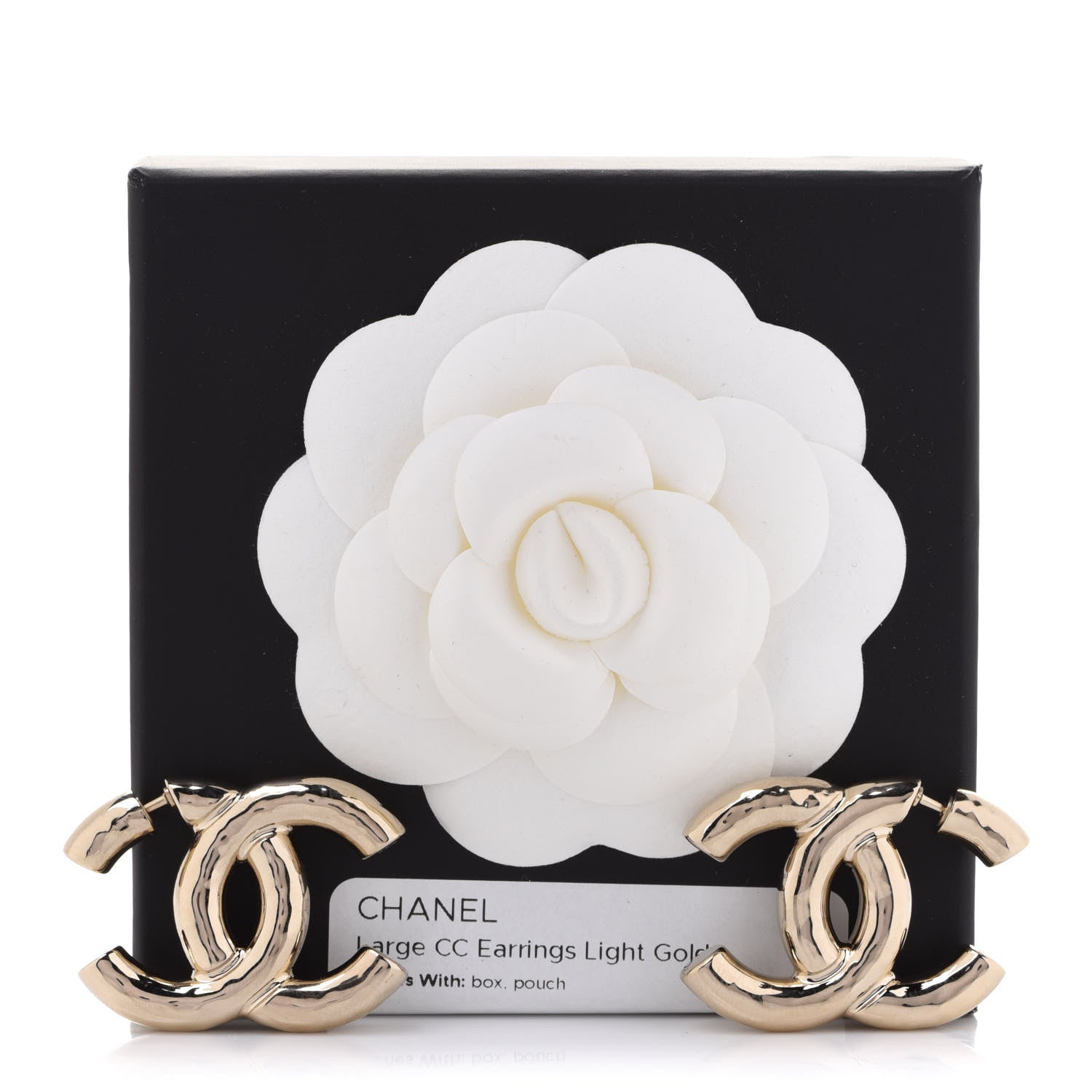 Chanel Metal Large CC Earrings Light Gold 5 of 5