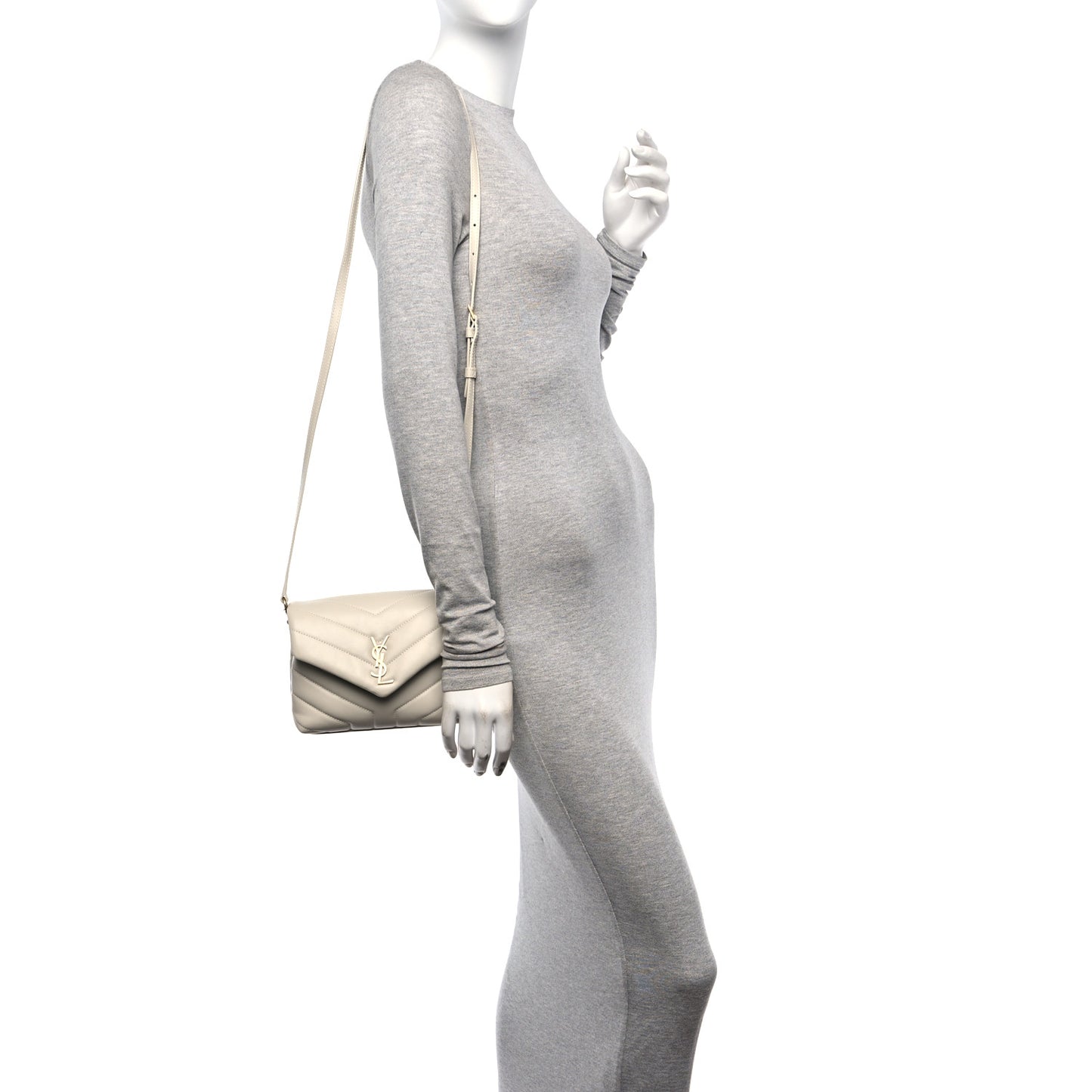 Calfskin Y Quilted Monogram Toy Loulou Crossbody Bag Blanc Vintage