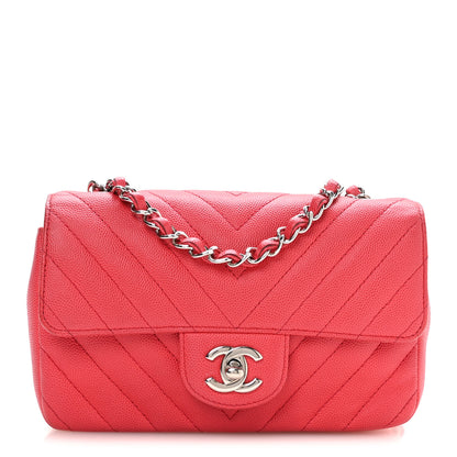 Chanel Caviar Chevron Quilted Mini Rectangular Flap Dark Pink 1 of 10