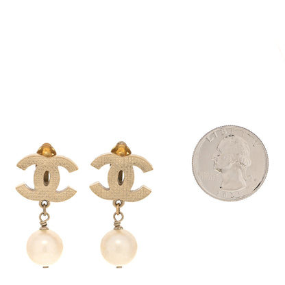 Chanel Pearl CC Drop Clip On Earrings Gold 2 of 6