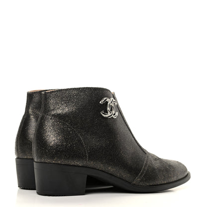 Chanel Metallic Fantasy Calfskin Ankle Boots 37.5 Dark Gold 4 of 9