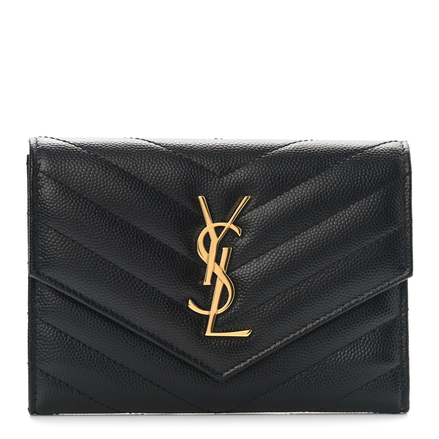 Grain De Poudre Matelasse Chevron Small Monogram Passport Case Black