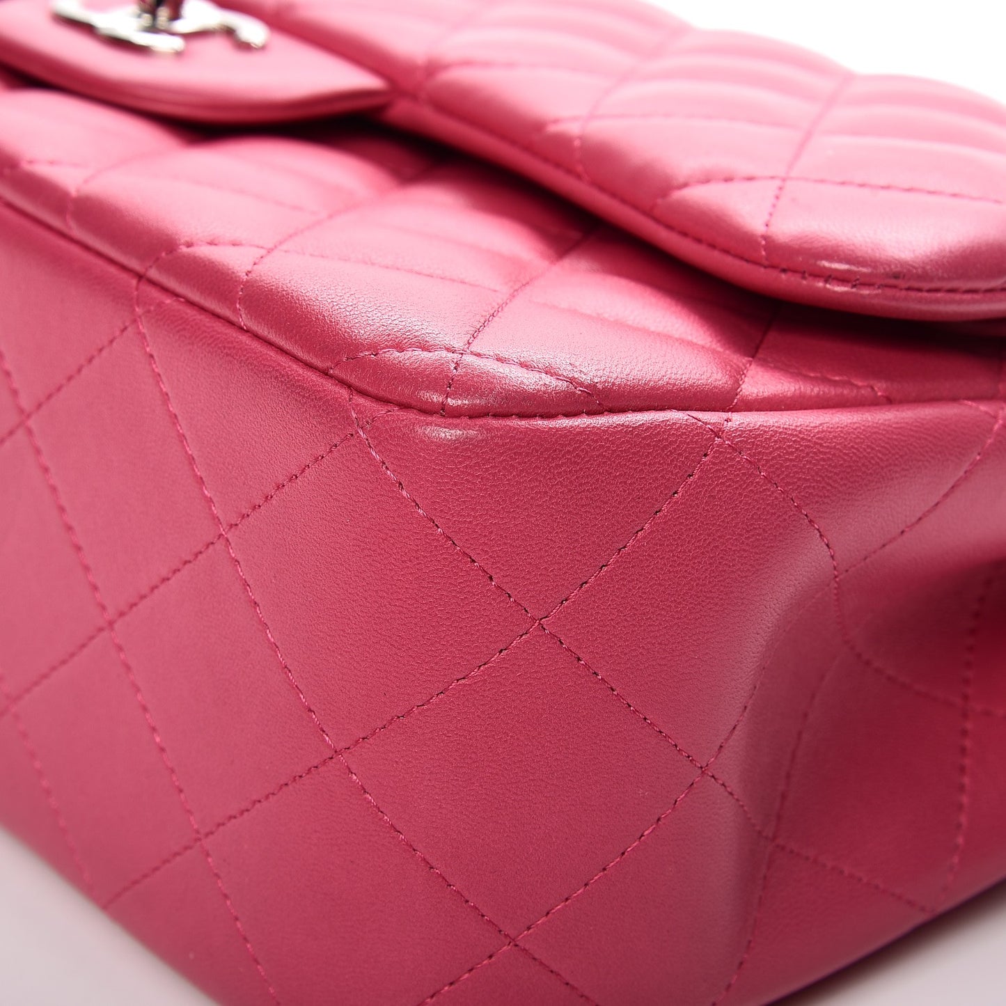 Lambskin Quilted Jumbo Double Flap Dark Pink