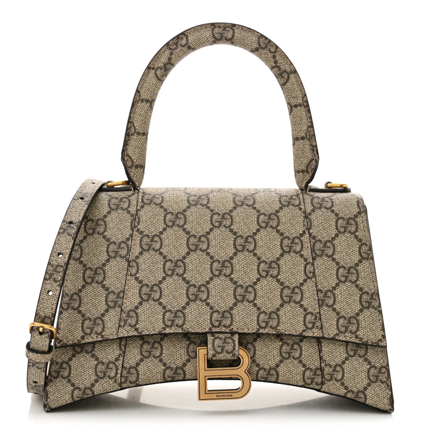 Balenciaga X GUCCI GG Supreme Monogram Small Hourglass Top Handle Bag Beige Ebony 1 of 10