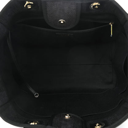 Chanel Mixed Fibers Calfskin Striped Medium Deauville Tote Black 5 of 11