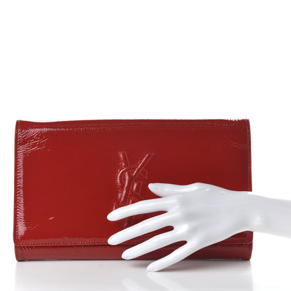 Saint Laurent Textured Patent Monogram Large Belle De Jour Clutch Red 2 of 9