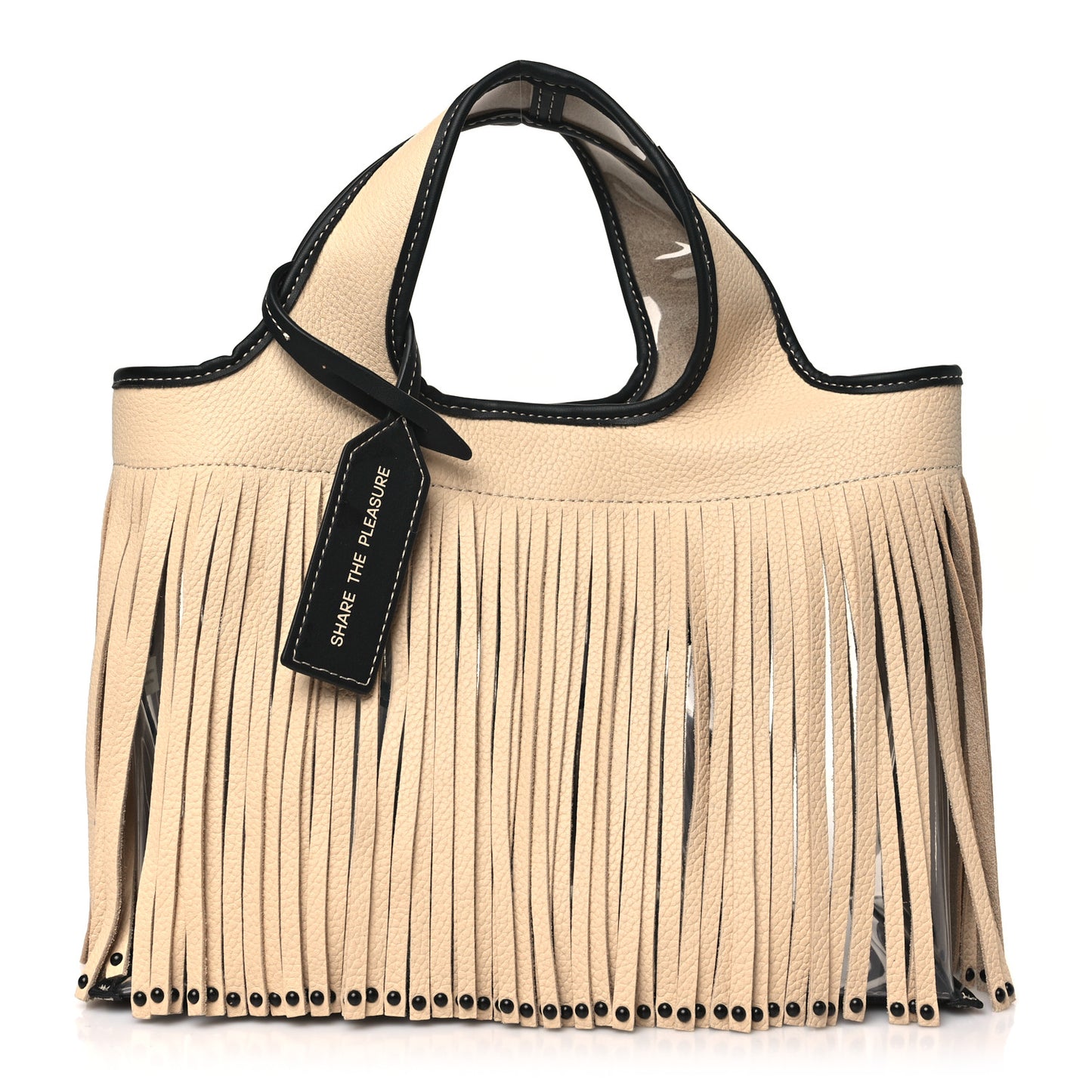 X BAILEYS PVC Calfskin Fringe Mini Market Tote Irish Cream