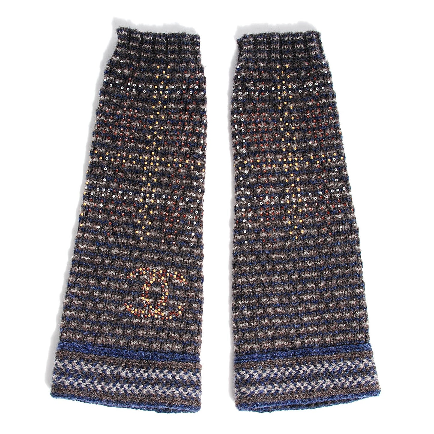 Wool Linen Crystal CC Fingerless Gloves