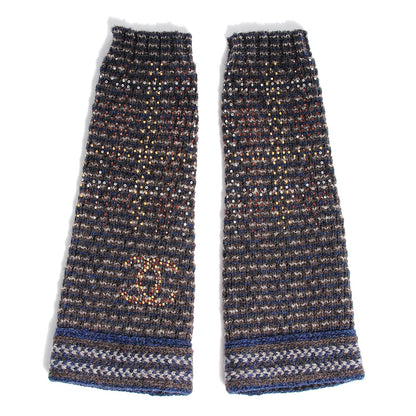 Chanel Wool Linen Crystal CC Fingerless Gloves 1 of 5