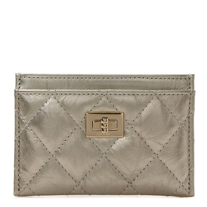 Chanel Metallic Aged Calfskin Quilted Reissue Card Holder Light Gold 1 of 7