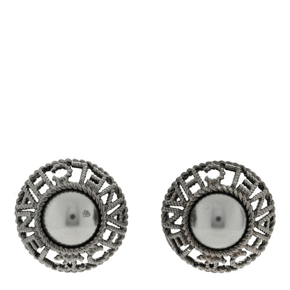Chanel Pearl CC Round Earrings Ruthenium Dark Grey 1 of 4