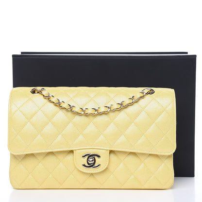 Chanel Iridescent Caviar Quilted Medium Double Flap Yellow 10 of 10