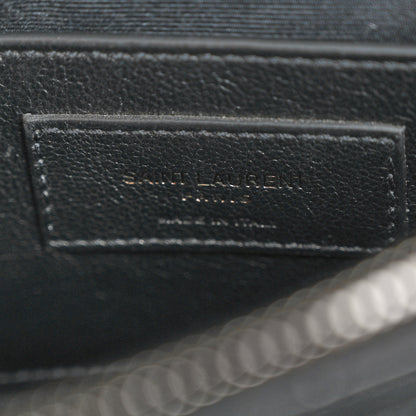 Saint Laurent Sheepskin Matelasse Chevron Monogram Medium College Bag Black 7 of 12