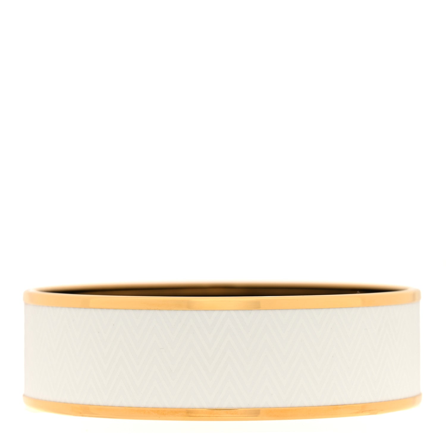 Hermes Enamel Printed Chevron Wide Bracelet 65 White 1 of 4