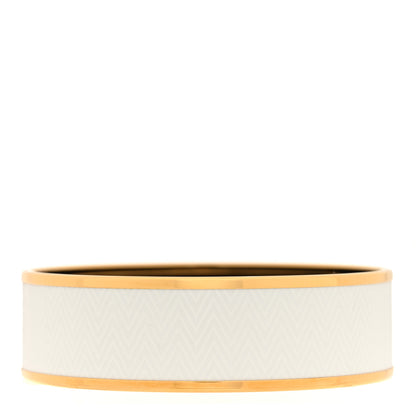 Hermes Enamel Printed Chevron Wide Bracelet 65 White 1 of 4