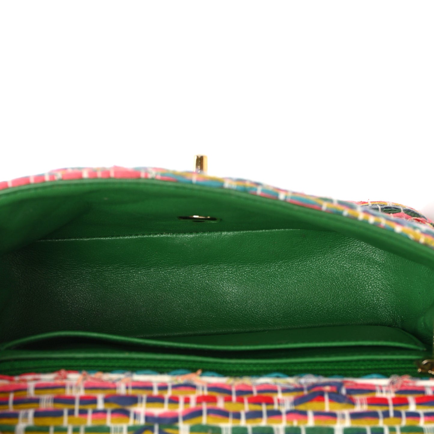 Tweed Quilted Mini Rectangular Flap Green Multicolor