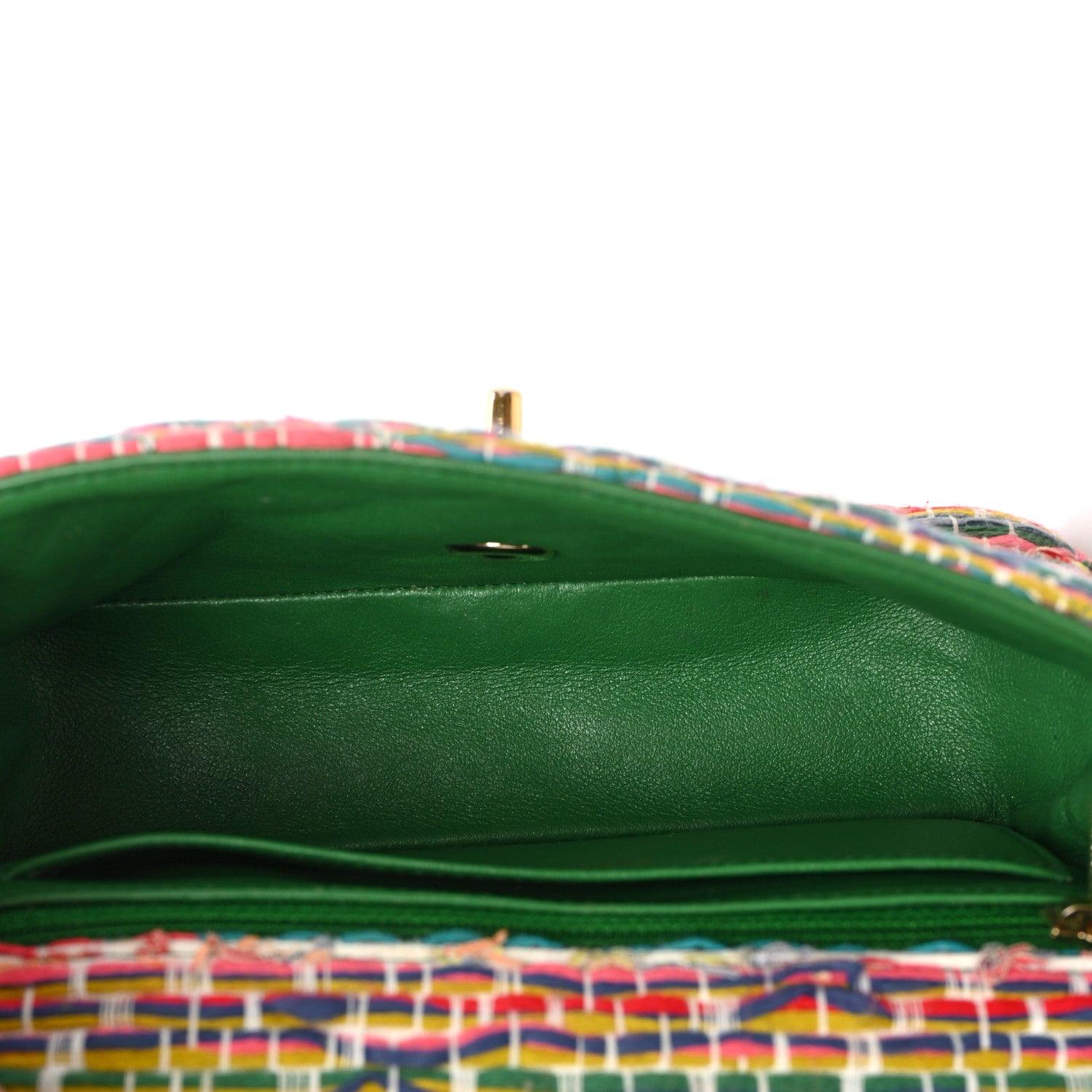 Chanel Tweed Quilted Mini Rectangular Flap Green Multicolor 5 of 18