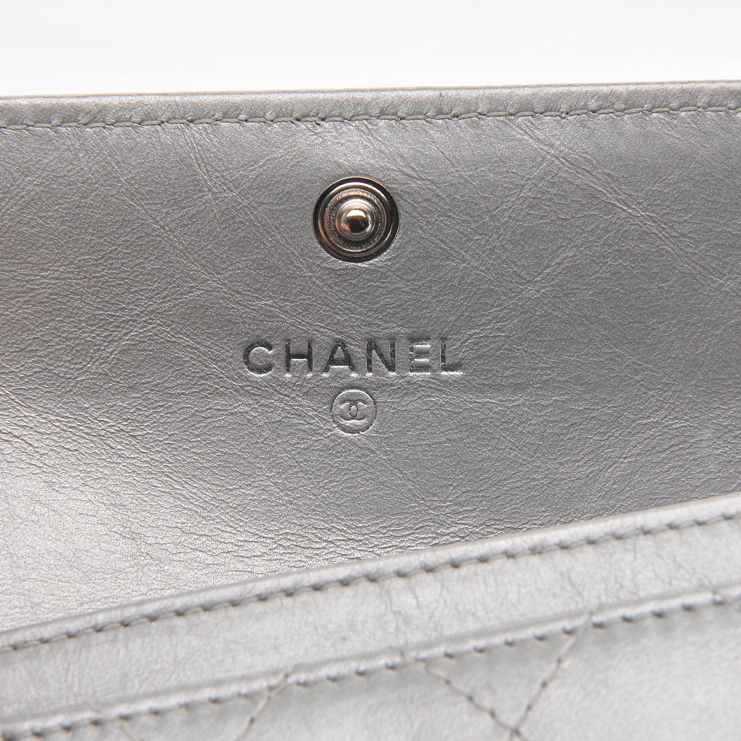 Chanel Metallic Calfskin Quilted Palette Card Holder Silver 6 of 8