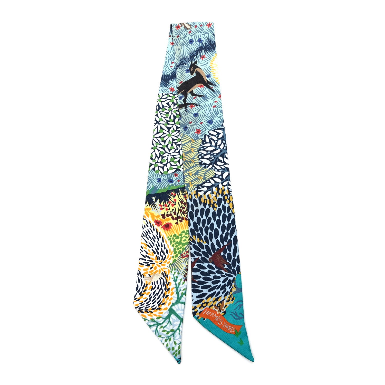 Hermes Silk Dans un Jardin Anglais Twilly Canard Vert Jaune 2 of 4